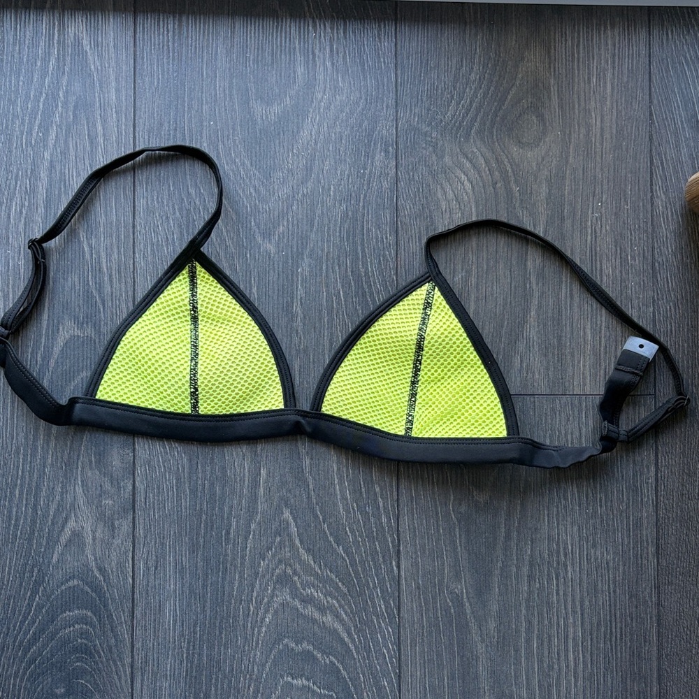 Triangl Swimwear Neon Yellow and Black Bikini Top
